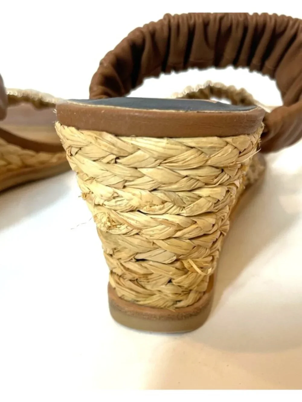 Dolce Vita Nadie Raffa Wedge Espadrille Sandals Double Gathered Leather Size 8